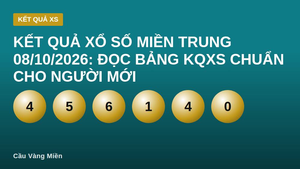 Kết quả xổ số miền Trung 08/10/2026: Đọc bảng KQXS chuẩn cho người mới